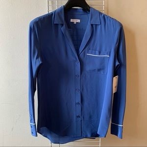 Equipment silk button down shirt w piping